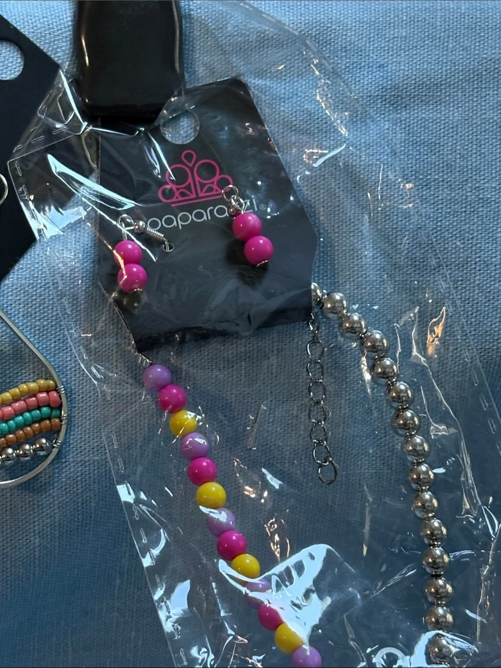paparazzi Pink & Multi Beaded Kids Necklace and Earring Set